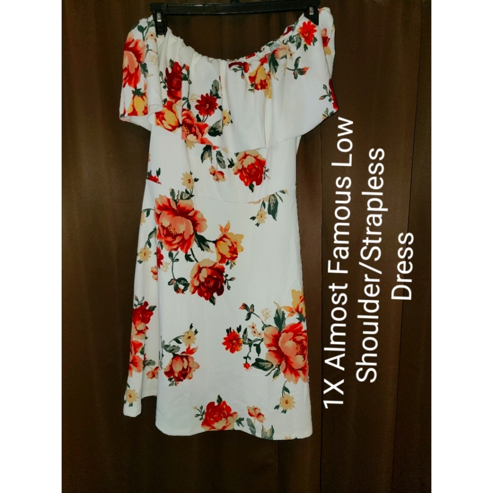 Strapless/Low Shoulder Floral Dress